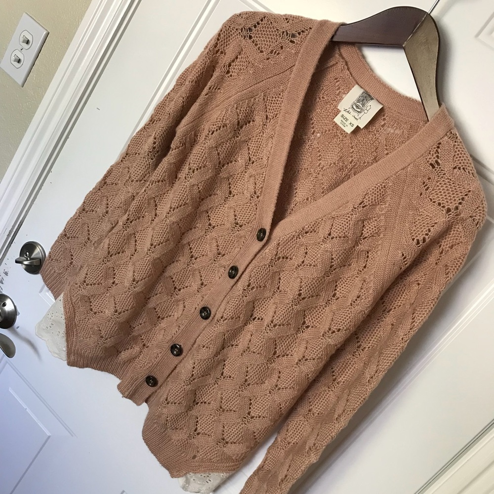 Anthropologie Lili’s Closet Blush Sweater Cardigan
